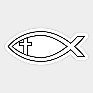 Ichthus with Cross Christian Fish Symbol Sticker